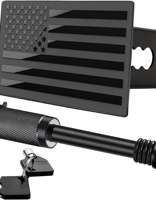 Load image into Gallery viewer, American Flag Trailer Hitch Cover for 2 Inch Receivers（With 5/8-Inch Pin Diameter Trailer Hitch Lock ） (Black)
