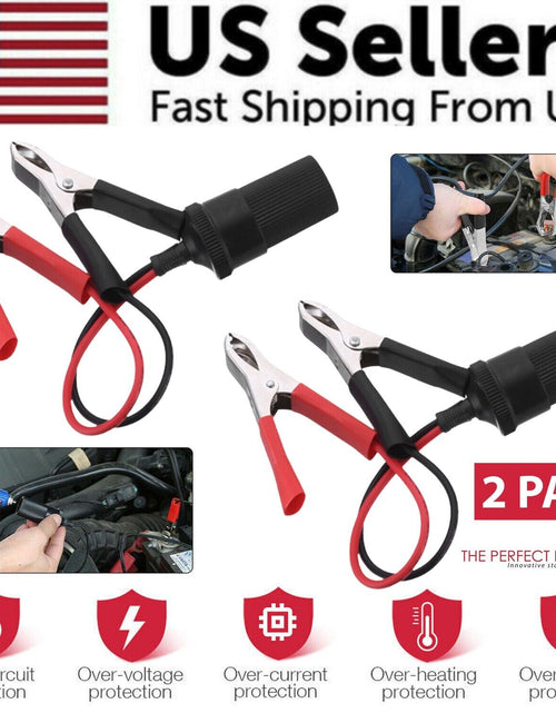 Load image into Gallery viewer, 2PCS Car Battery Alligator Clamp Clip Cigarette Lighter Power Adapter Socket 12V
