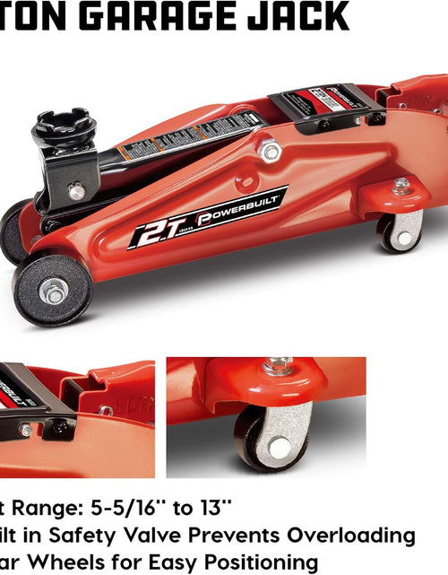 Load image into Gallery viewer, Powerbuilt 6 Piece Car Jack and Garage Creeper Service Set, 2 Ton Vehicle Lift, Jackstands, Folding Creeper, Wheel Chocks, Car Repair Garage Equipment - 640816, Large, Red
