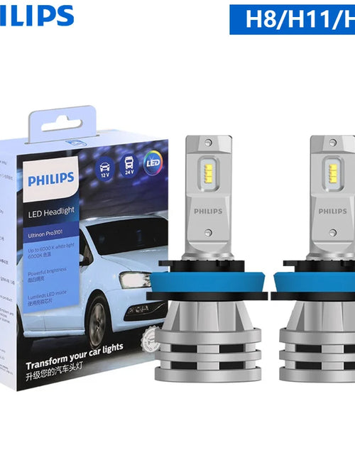 Load image into Gallery viewer, Philips LED H1 H3 H4 H7 H11 Ultinon Pro3101 12V/24V 6000K Bright White HB3 9005 HB4 9006 HIR2 9012 Auto Headlight LED Lamps, 2X
