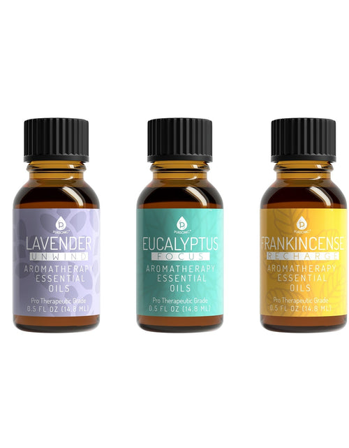 Load image into Gallery viewer, 3 Pack Aromatherapy Essential oils (Lavender, Eucalyptus, Frankincense)
