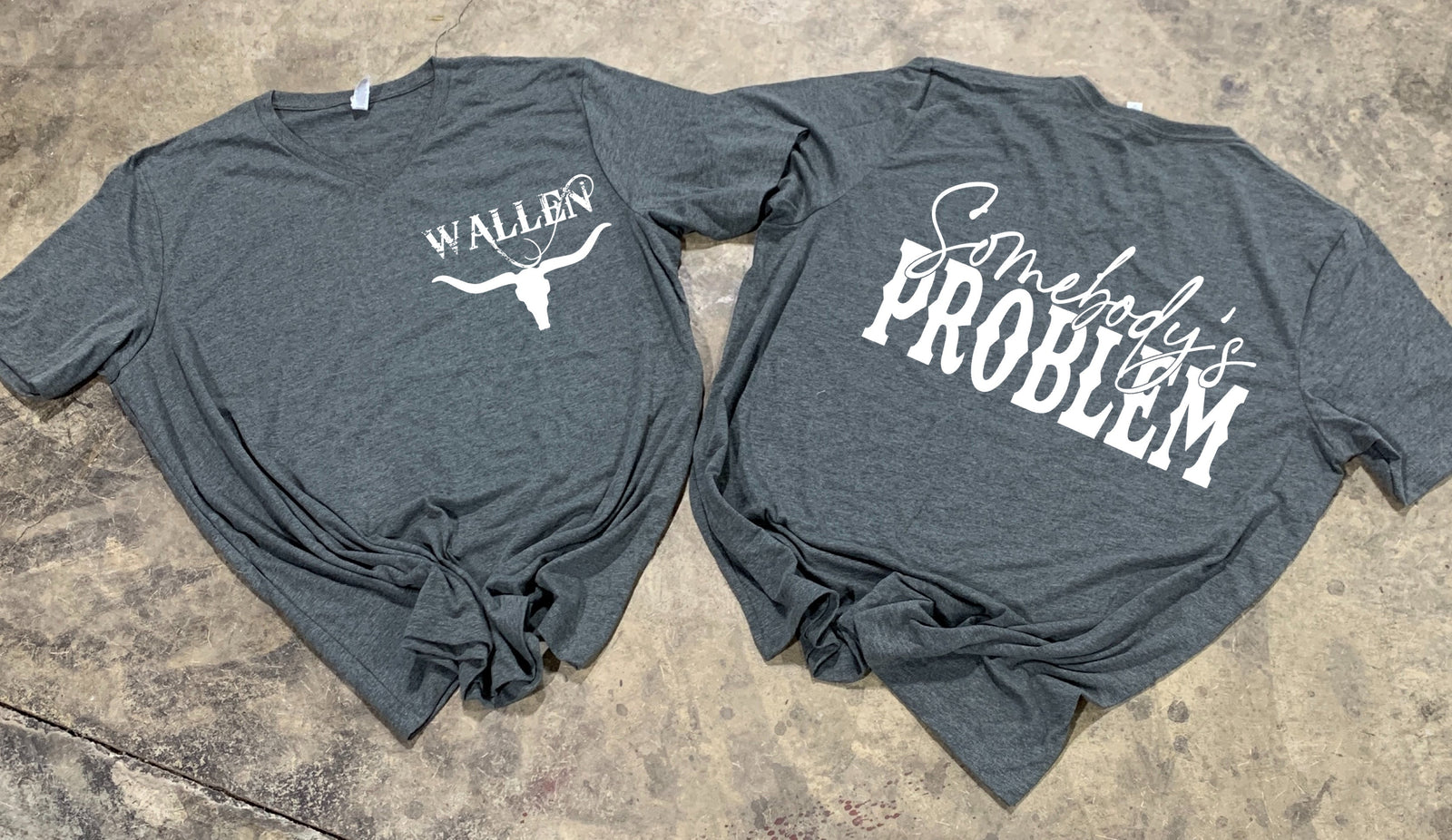 MW Simple Cow Skull (On Left Chest) - Somebody's Problem (On Back)