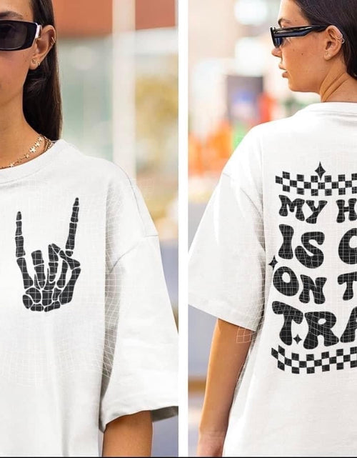 Load image into Gallery viewer, Skull Hand - NO WORDS (On Left Chest) - My Heart Is Out On That Track (On Back)
