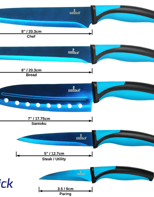 Load image into Gallery viewer, Kitchen Knife Set Kit &amp; Black Magnetic Rack &amp; sharpener
