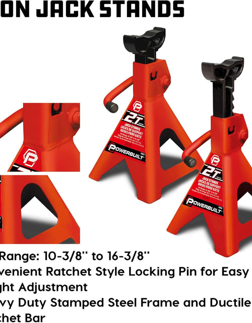 Load image into Gallery viewer, Powerbuilt 6 Piece Car Jack and Garage Creeper Service Set, 2 Ton Vehicle Lift, Jackstands, Folding Creeper, Wheel Chocks, Car Repair Garage Equipment - 640816, Large, Red
