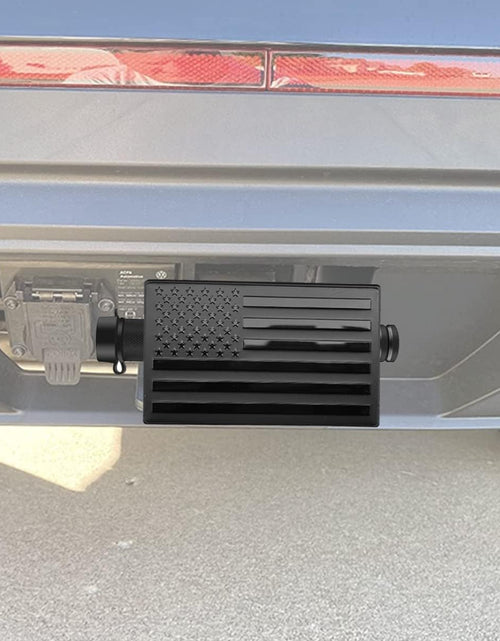 Load image into Gallery viewer, American Flag Trailer Hitch Cover for 2 Inch Receivers（With 5/8-Inch Pin Diameter Trailer Hitch Lock ） (Black)
