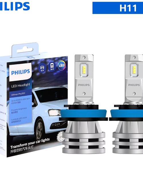Load image into Gallery viewer, Philips LED H1 H3 H4 H7 H11 Ultinon Pro3101 12V/24V 6000K Bright White HB3 9005 HB4 9006 HIR2 9012 Auto Headlight LED Lamps, 2X

