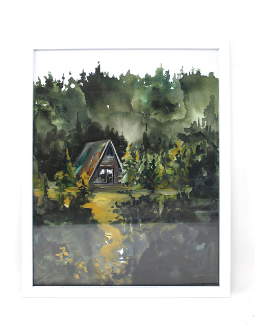 Load image into Gallery viewer, Cozy Cabin Print 11x14 Adventure Print Home Decor Cabin Watercolor Inspirational Wall Art
