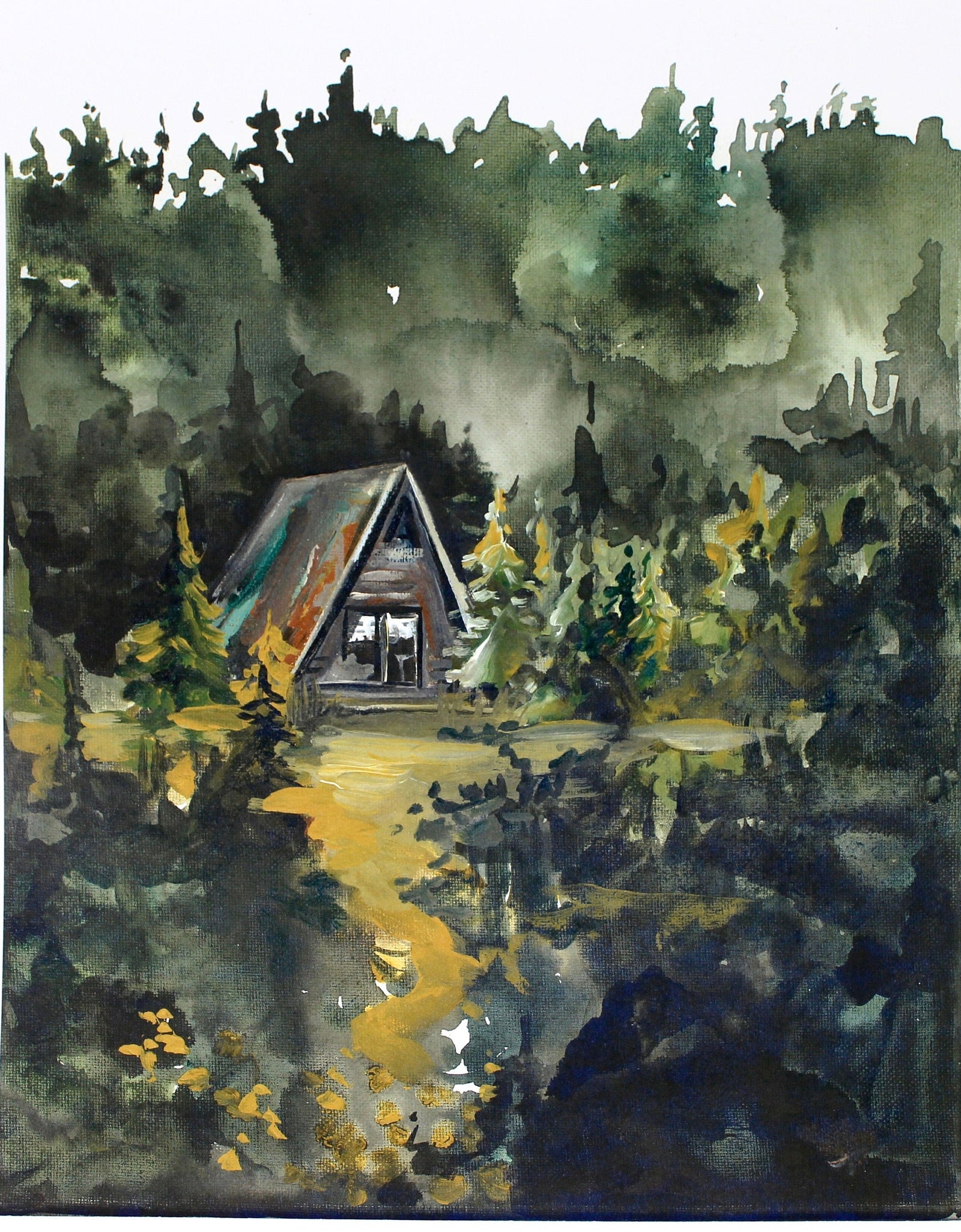 Cozy Cabin Print 11x14 Adventure Print Home Decor Cabin Watercolor Inspirational Wall Art