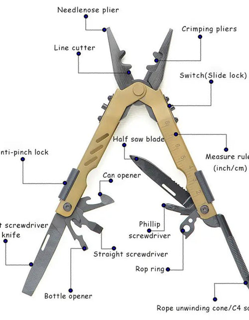 Load image into Gallery viewer, Multitool Multifunctional Stainless steel Pliers For Camping, Hiking and everyday Use
