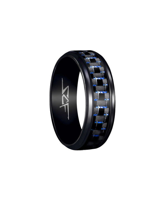Load image into Gallery viewer, Blue Lace Carbon Fiber Ring | Black | Slate Series
